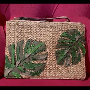 Michael Kors Palm leaves Zippered Clutch